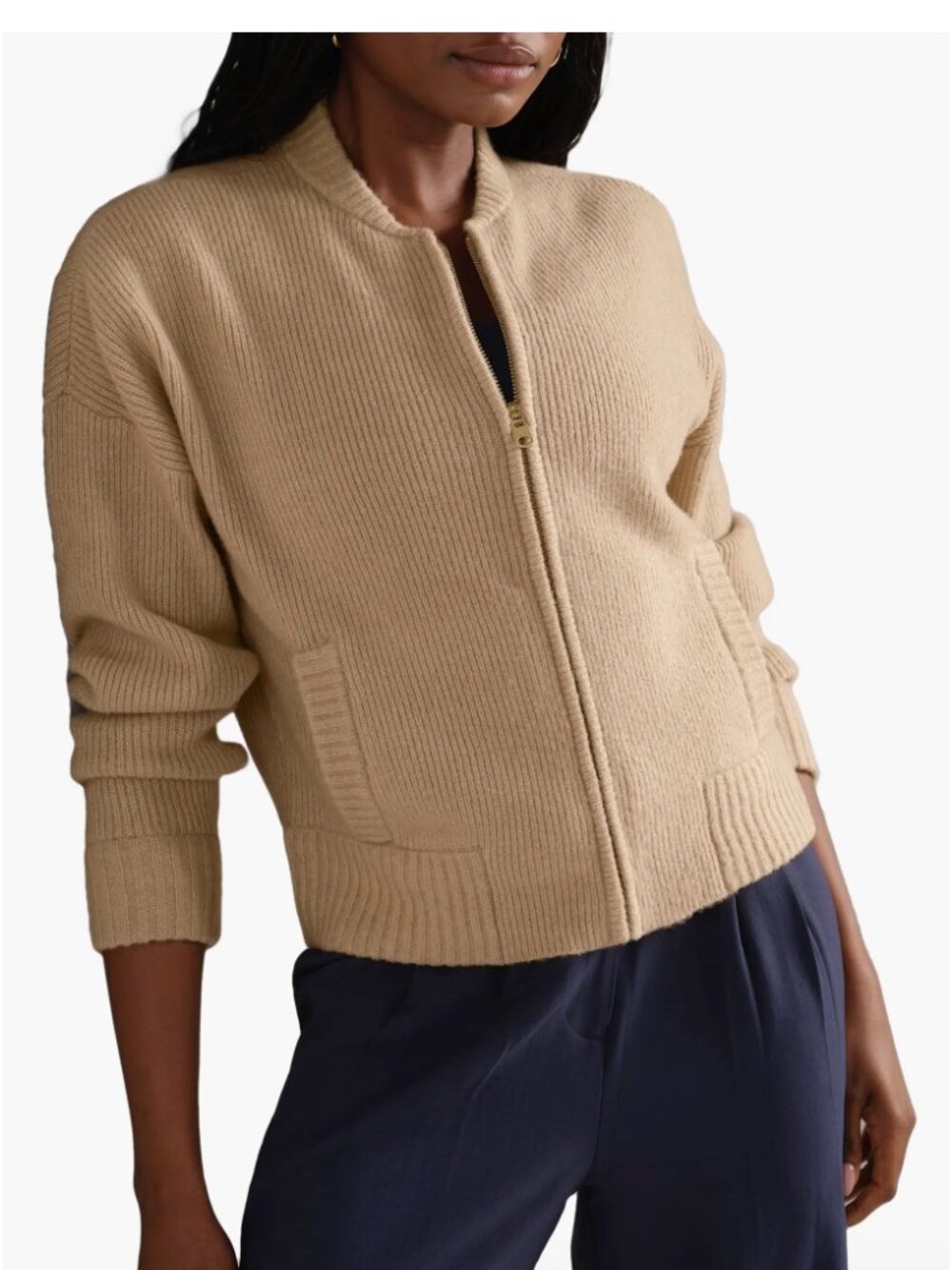 Rhone Westside Zip Cardigan tan brown Camel XL sweater